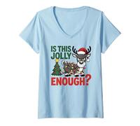Donna È Questa Renna di Natale Jolly Enough Maglietta con Collo a V