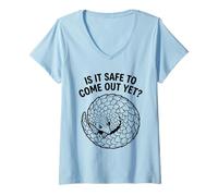 Donna È Sicuro Uscire Ancora timido Pangolin ansia Umorismo Maglietta con Collo a V