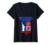Donna È Una Brava Ragazza, AMA Sua Madre, Gesù E Anche l'America. Maglietta con Collo a V
