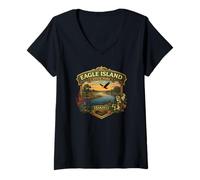 Donna Eagle Island State Park Idaho, Souvenir Grafico Maglietta con Collo a V