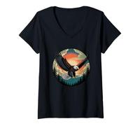 Donna Eagle Sunset T-Shirt - Patriotic Soaring Bird Natura Maglietta con Collo a V