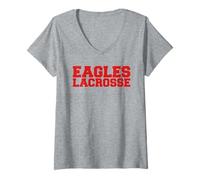 Donna Eagles Lacrosse Simple Maglietta con Collo a V