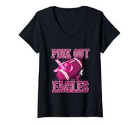 Donna Eagles Pink out Football Affrontare Il Cancro al Seno Maglietta con Collo a V