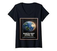 Donna Earth Day Aprile 22 Vintage Globe Design Protect Our Planet Maglietta con Collo a V