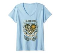 Donna Earth Day Love Your Planet Design Vintage Nature Maglietta con Collo a V