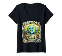Donna Earth Day Non c'è nessun Pianeta B Avviso climatico per la Giornata della Terra Maglietta con Collo a V