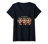 Donna Easter Bunny Christmas Surprise, Xmas Cute Bunny Confusion Maglietta con Collo a V