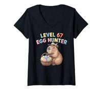 Donna Easter Capybara Funny 67 Egg Hunter Cool Easter Eggs per Bambini Maglietta con Collo a V