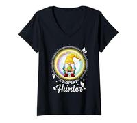 Donna Easter Egg Hunter Gnome Outfit Pasqua Women Easter Maglietta con Collo a V
