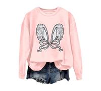 Donna Easter Lace Bunny Print Casual T Shirt Abbigliamento Sportivo Donna Inverno, Colore: rosa., S