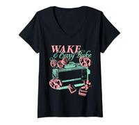 Donna Easy-Bake Oven Wake & Easy Bake Fluorescent Green Oven Maglietta con Collo a V