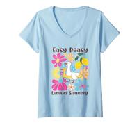 Donna Easy Peasy Lemon Squeezy Ducks Limoni Maglietta con Collo a V