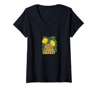 Donna Easy Peasy Lemon Squeezy retrò agrumato Umorismo Design Estivo Maglietta con Collo a V