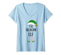 Donna Easy The Dragon Elf - Costume Natalizio per Famiglia Maglietta con Collo a V