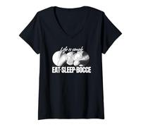 Donna Eat Sleep Bocce - Set di Palline con Jack Bocci Game Bocces Maglietta con Collo a V