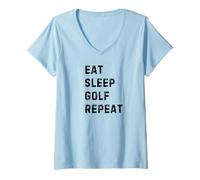 Donna Eat Sleep Golf Repeat: Funny Design for Avid Golfers Maglietta con Collo a V
