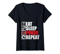 Donna Eat Sleep Poker Repeat - gioco di carte gioco di carte poker Maglietta con Collo a V