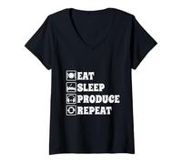 Donna Eat Sleep Produce Repeat - DJ, Musica, Beats Producer, Canzoni Maglietta con Collo a V