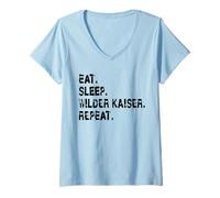 Donna Eat Sleep Wilder Kaiser Repeat Kitzbühel Austria Souvenir Maglietta con Collo a V