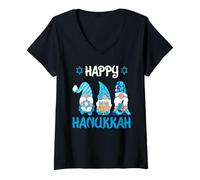 Donna Ebraica - Hanukkah GNOME - Happy Hanukkah Maglietta con Collo a V