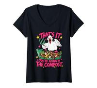 Donna Ecco Che stai Andando nel Compost Funny Goose Maglietta con Collo a V