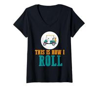 Donna Ecco Come Guido Umorismo Golf Carrello Divertente Maglietta con Collo a V