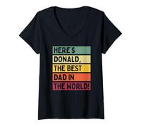 Donna Ecco Donald The Best Dad In The World Father's Day Retro Maglietta con Collo a V