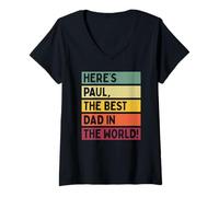 Donna Ecco Paul The Best Dad In The World Father's Day Retro Maglietta con Collo a V
