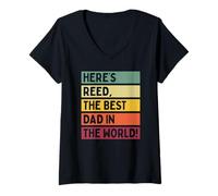 Donna Ecco Reed The Best Dad In The World Father's Day Retro Maglietta con Collo a V