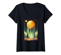 Donna Eclipse 2023 | Annular Solar Retro Future Eclipse Design Tee Maglietta con Collo a V