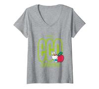 Donna Eco-Friendliness - Hello Kitty And Friends Maglietta con Collo a V, Grigio Melange, S