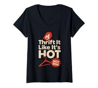Donna Eco Thrift Life Rivenditore Vintage Stile Sostenibile Hustle Maglietta con Collo a V