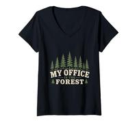 Donna Ecologo Ecologia My Office Is The Forest Maglietta con Collo a V