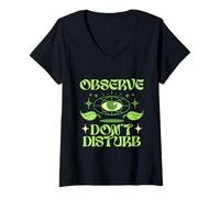 Donna Ecologo Ecologia Observe Dont Disturb Maglietta con Collo a V