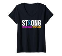 Donna Ectodermal Dysplasia Strong - Ectodermal Dysplasia Awareness Maglietta con Collo a V