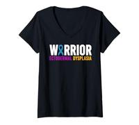 Donna Ectodermal Dysplasia Warrior, Ectodermal Dysplasia Awareness Maglietta con Collo a V
