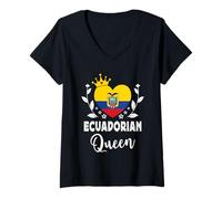 Donna Ecuadorian Queen Ecuador Flag Proud Ecuadorian Woman Maglietta con Collo a V