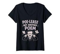 Donna Edgar Allan Poe Nevermore Gothic Macabre Look da Amante dei Libri Maglietta con Collo a V
