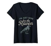 Donna Edgar Allan Poe Nevermore Gothic Macabre Look da Amante dei Libri Maglietta con Collo a V