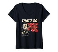 Donna Edgar Allan Poe Nevermore Gothic Macabre Look da Amante dei Libri Maglietta con Collo a V