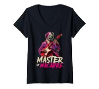 Donna Edgar Allen Poe Zombie Suonare la Chitarra Master of Macabre Goth Maglietta con Collo a V
