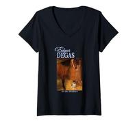 Donna Edgar Degas Anno del Cavallo Stalle Dipinto Grafico Maglietta con Collo a V