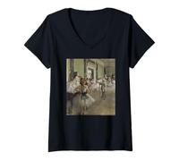 Donna Edgar Degas The Dance Class Maglietta con Collo a V