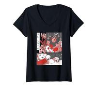 Donna Edgy Japanese Claw Machine Maglietta con Collo a V