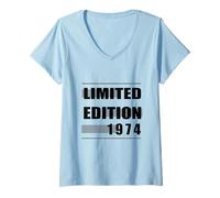 Donna Edizione Limitata 1974 Compleanno 1974 Nato nel 1974 Maglietta con Collo a V