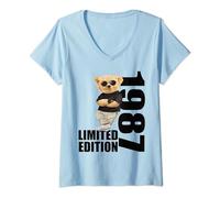 Donna Edizione limitata 1987 Orsetti compleanno 1987 Vintage 1987 Maglietta con Collo a V