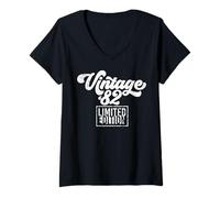 Donna Edizione Limitata - Vintage 1982 Maglietta con Collo a V