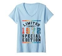 Donna Edizione Speciale Limitata Compleanno Nato nel 1972 Maglietta con Collo a V