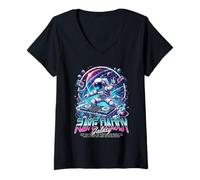 Donna EDM Techno Raving E Music Festival Rave Daddy Maglietta con Collo a V