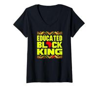 Donna Educated Black King African Pride Empowerment Graphic Maglietta con Collo a V